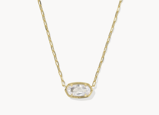 Kendra Scott Elisa Luxe Gold Short Pendant Necklace - White CZ