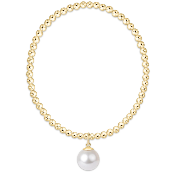 e. newton classic gold 3mm bracelet - classic pearl 10mm charm