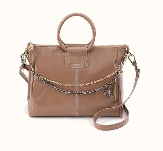 Hobo Sheila Medium Satchel - Polished Leather | Woodsmoke