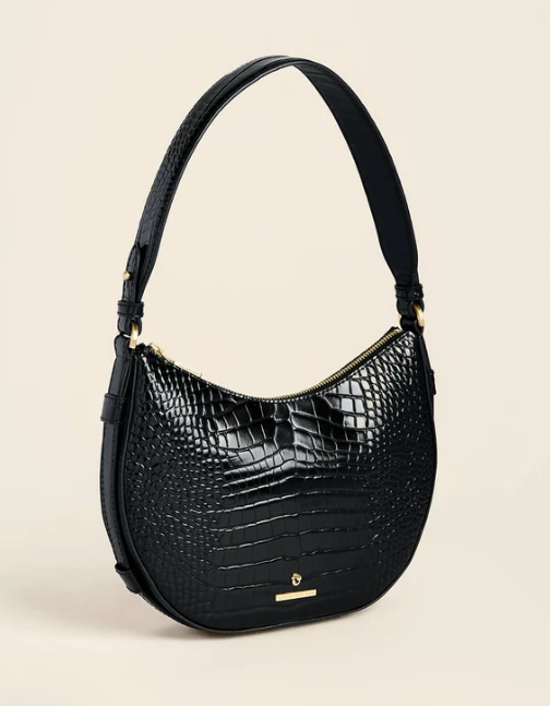 Spartina Siren Lynn Hobo Black Croc Leather