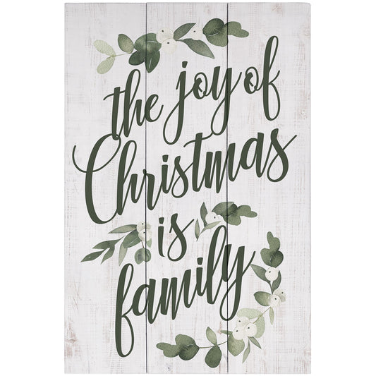 "Joy of Christmas Is Family" Wooden 16" Pallet Sign