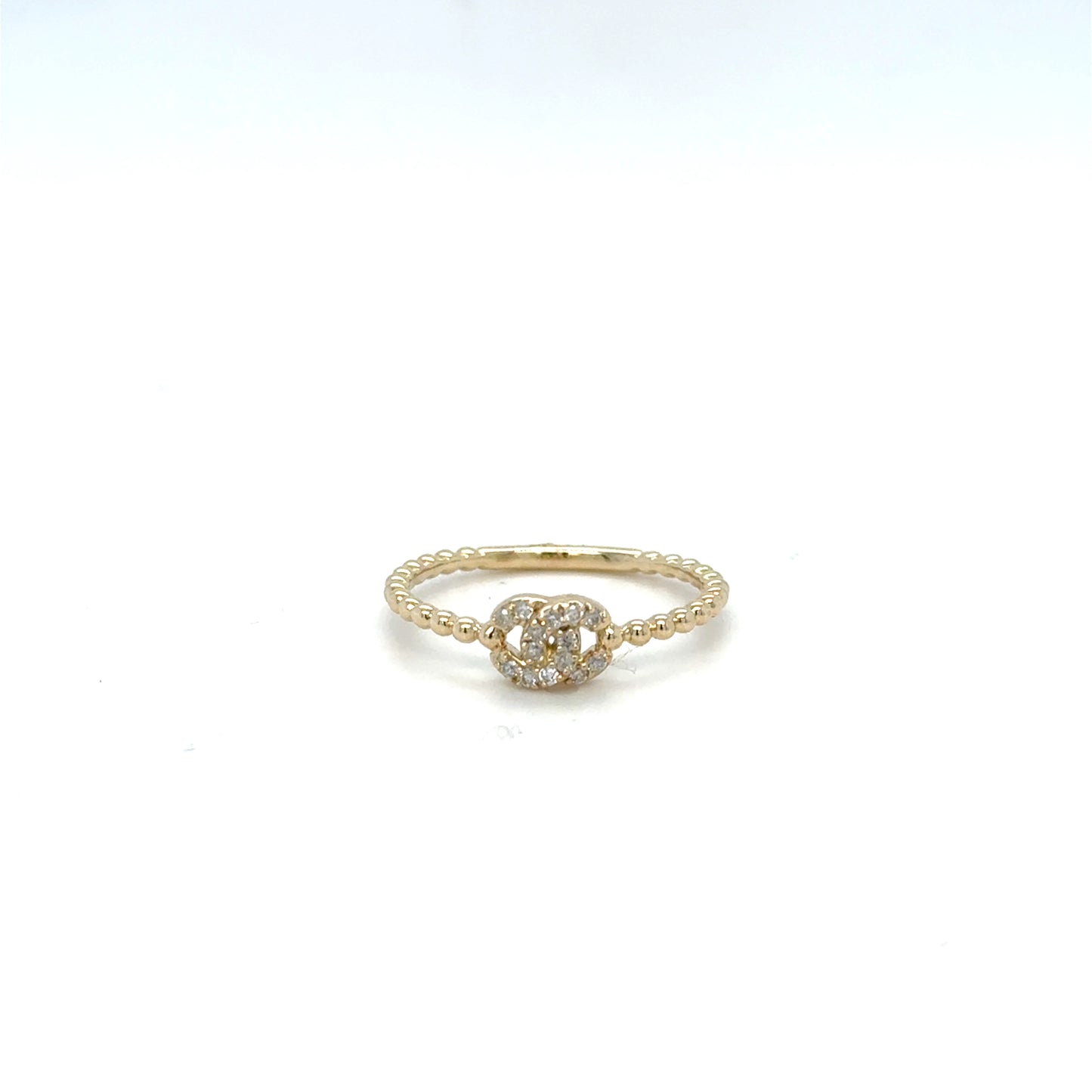 .10ct Diamond Cluster Ring - Interlocking Rings with Beaded Band in Yellow Gold
