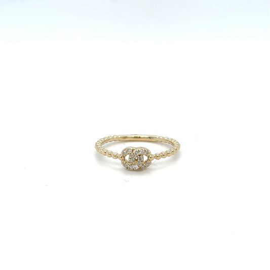 .10ct Diamond Cluster Ring - Interlocking Rings with Beaded Band in Yellow Gold