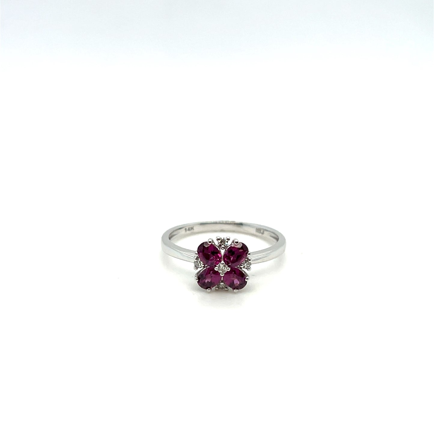 14K White Gold Rhodolite Garnet & Diamond Ring – .08ctw