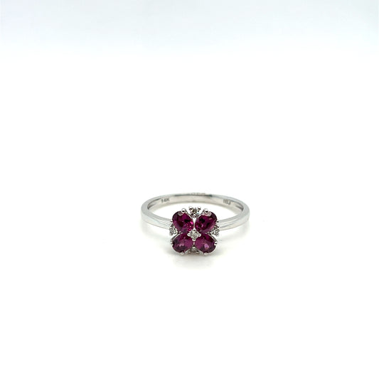 14K White Gold Rhodolite Garnet & Diamond Ring – .08ctw