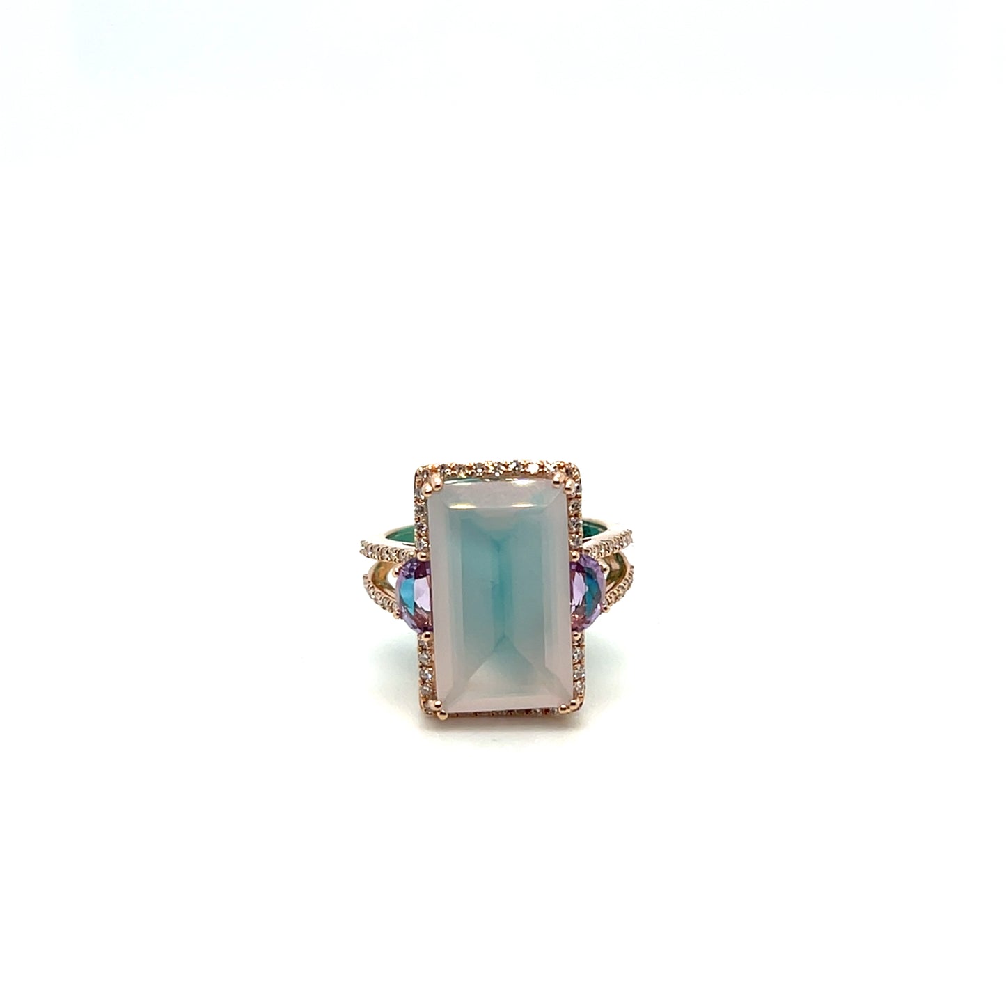 Effy Rose Gold Diamond & Pink Amethyst Ring – .32ctw Diamonds & 7ct Amethyst