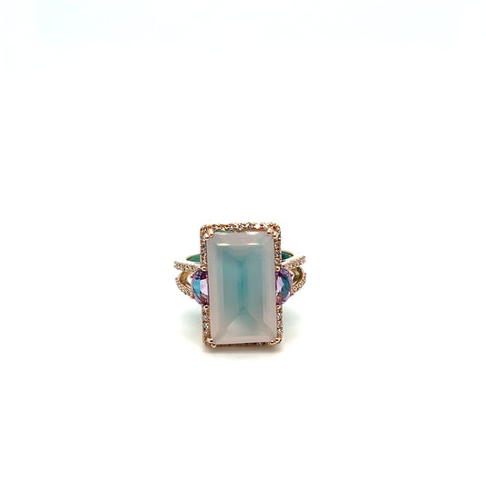 Effy Rose Gold Diamond & Pink Amethyst Ring – .32ctw Diamonds & 7ct Amethyst