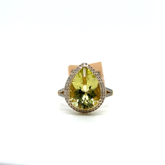Effy Lemon Quartz & Diamond Ring in 14K Yellow Gold – 4.85ct Quartz