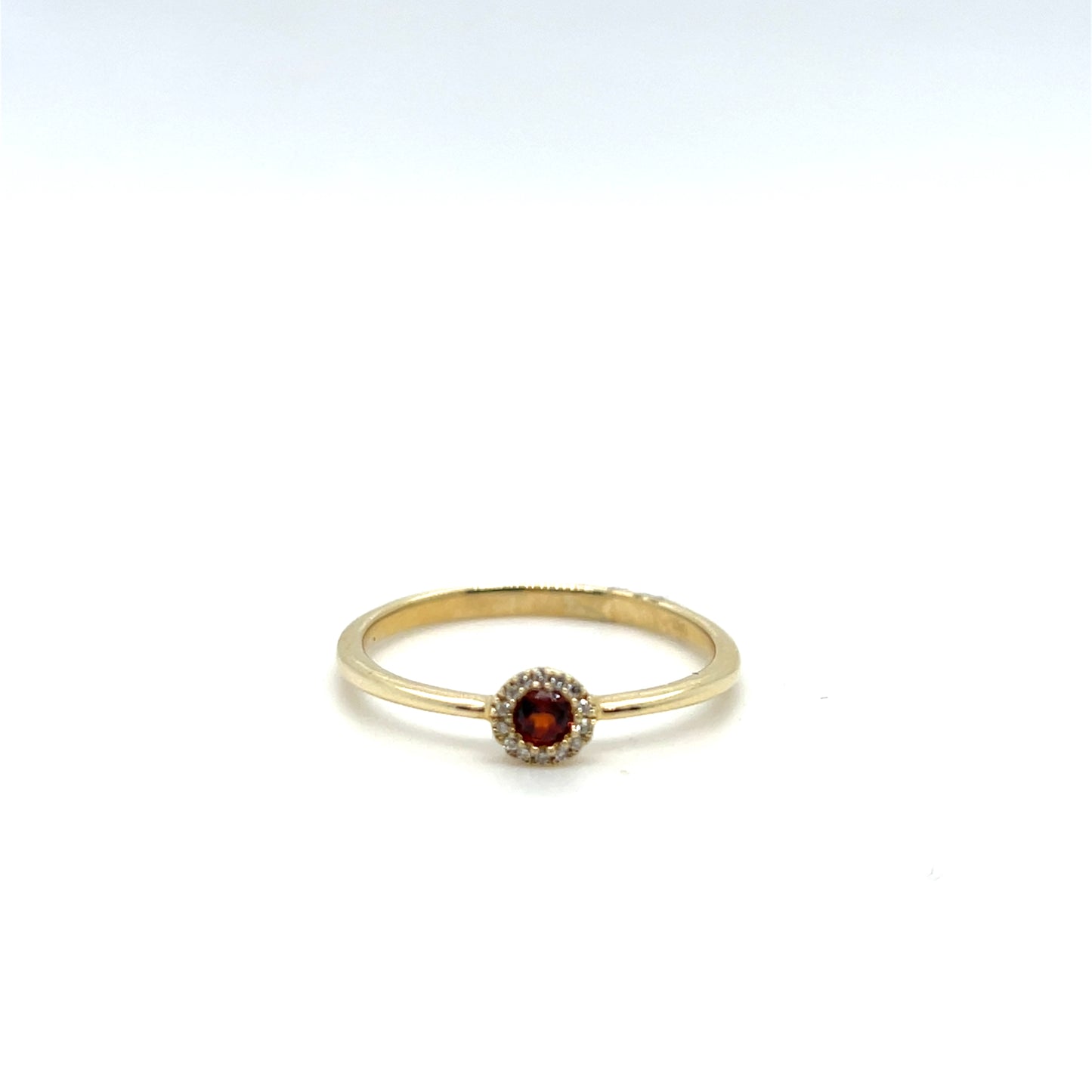 Yellow Gold Garnet & Diamond Ring – .03ctw