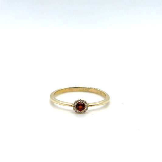 Yellow Gold Garnet & Diamond Ring – .03ctw