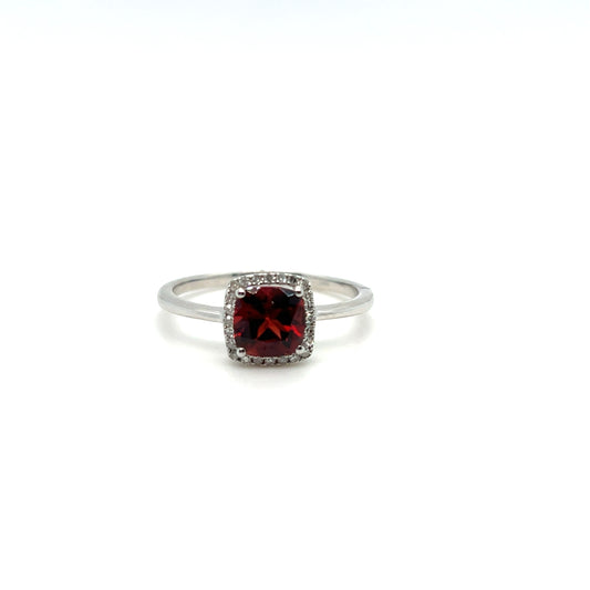 White Gold Garnet & Diamond Ring – 1.20ct Garnet