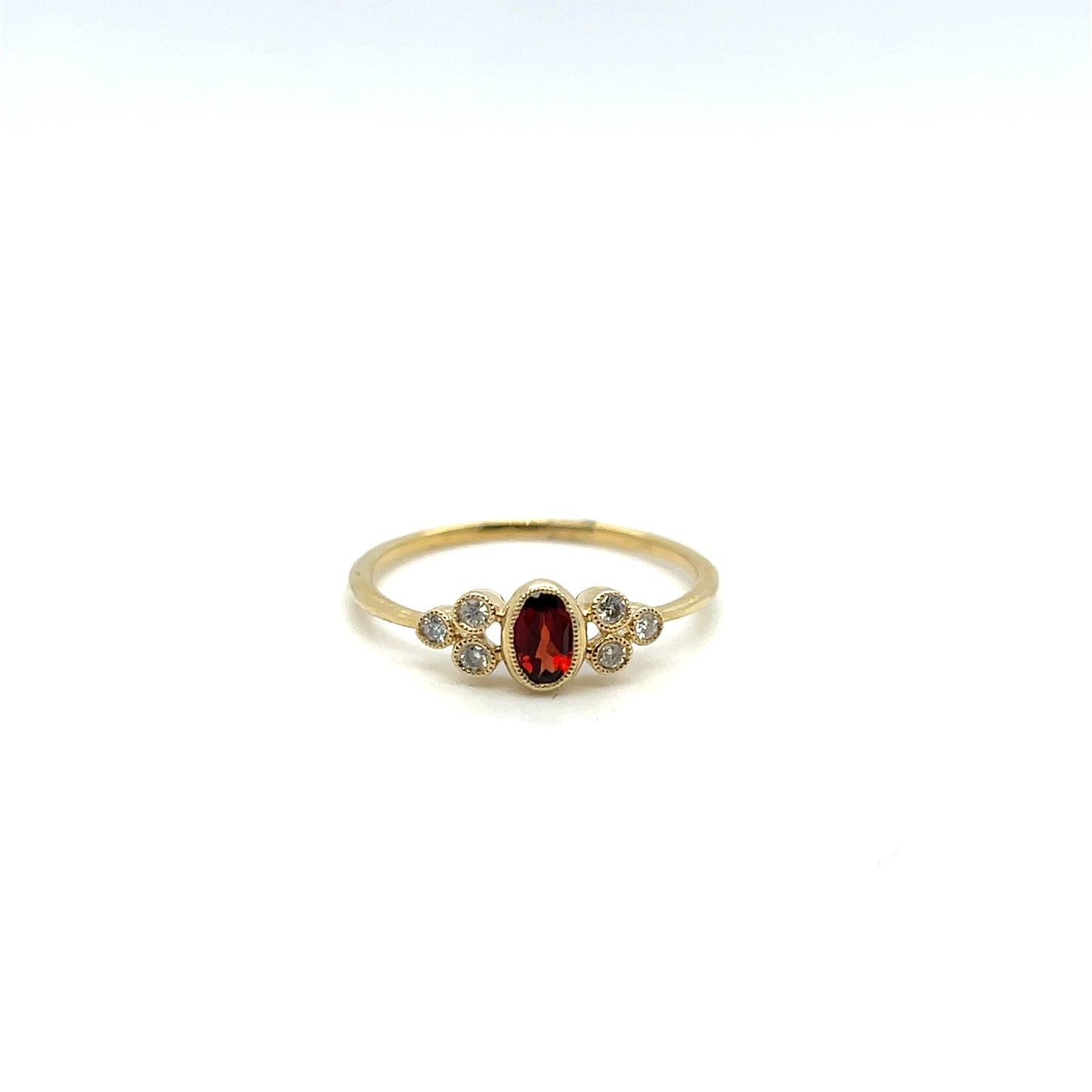 Yellow Gold Garnet & Diamond Ring – .28ct Garnet