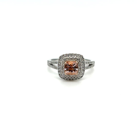 18K Rose Gold Morganite & Diamond Ring – 6.15ct Gemstone