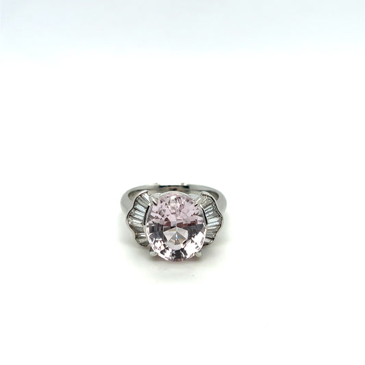 Platinum Kunzite & Diamond Ring – 6.05ct Kunzite