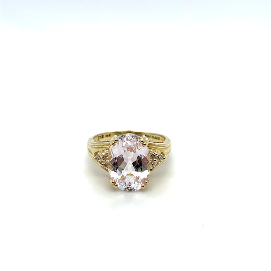 14K Yellow Gold Kunzite & Diamond Ring – .12ctw