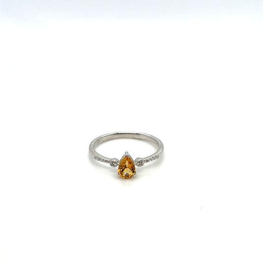 Rose Gold Citrine & Diamond Ring – .05ctw