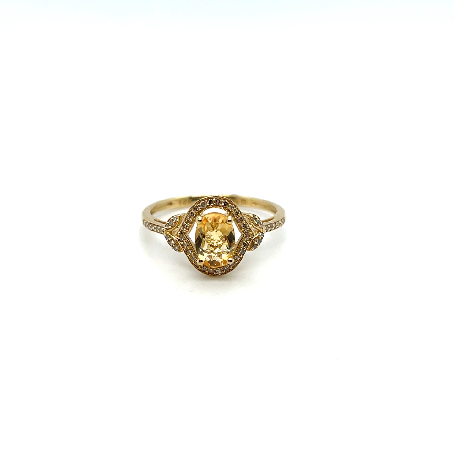 Yellow Gold Citrine & Diamond Ring – .13ctw