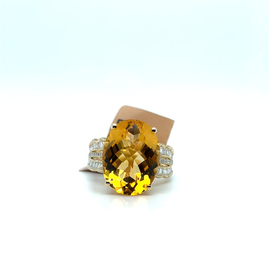 Effy Yellow Gold Citrine & Diamond Ring – 9.10ct Citrine