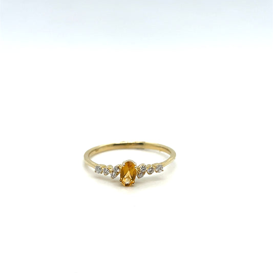 Yellow Gold Citrine & Diamond Ring – .10ctw