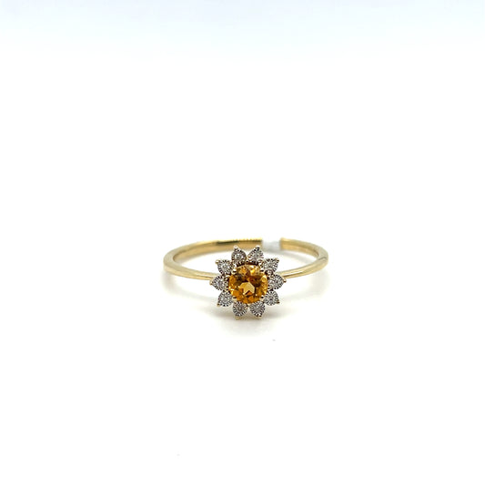 Yellow Gold Citrine & Diamond Ring – .036ctw