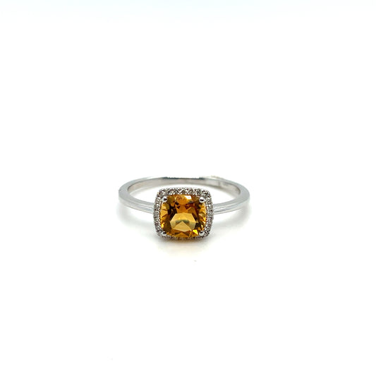 White Gold Citrine & Diamond Ring – .90ct Citrine