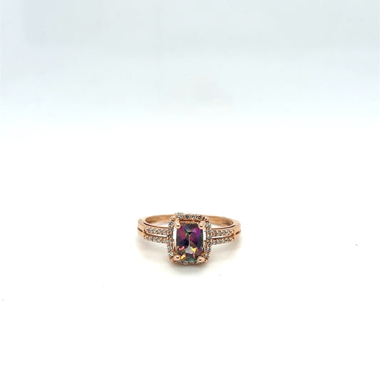 14K Rose Gold Mystic Topaz & Diamond Ring – .17ctw