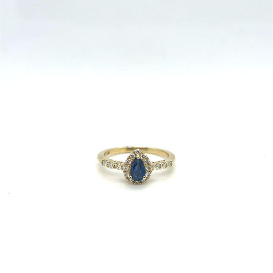 14K Yellow Gold Sapphire & Diamond Ring – .40ct Sapphire