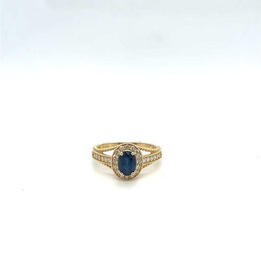 14K Yellow Gold Sapphire & Diamond Ring – .78ct Sapphire