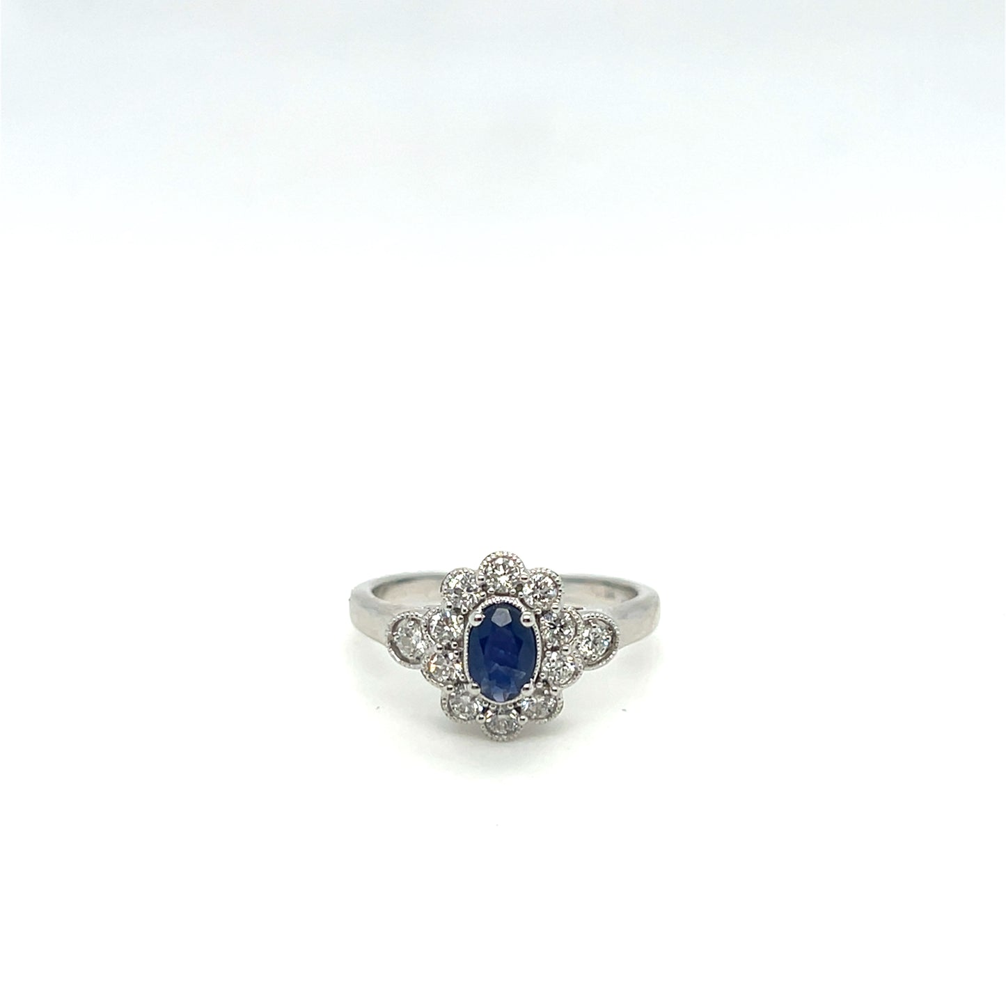 14K White Gold Sapphire & Diamond Ring – .50ct Sapphire