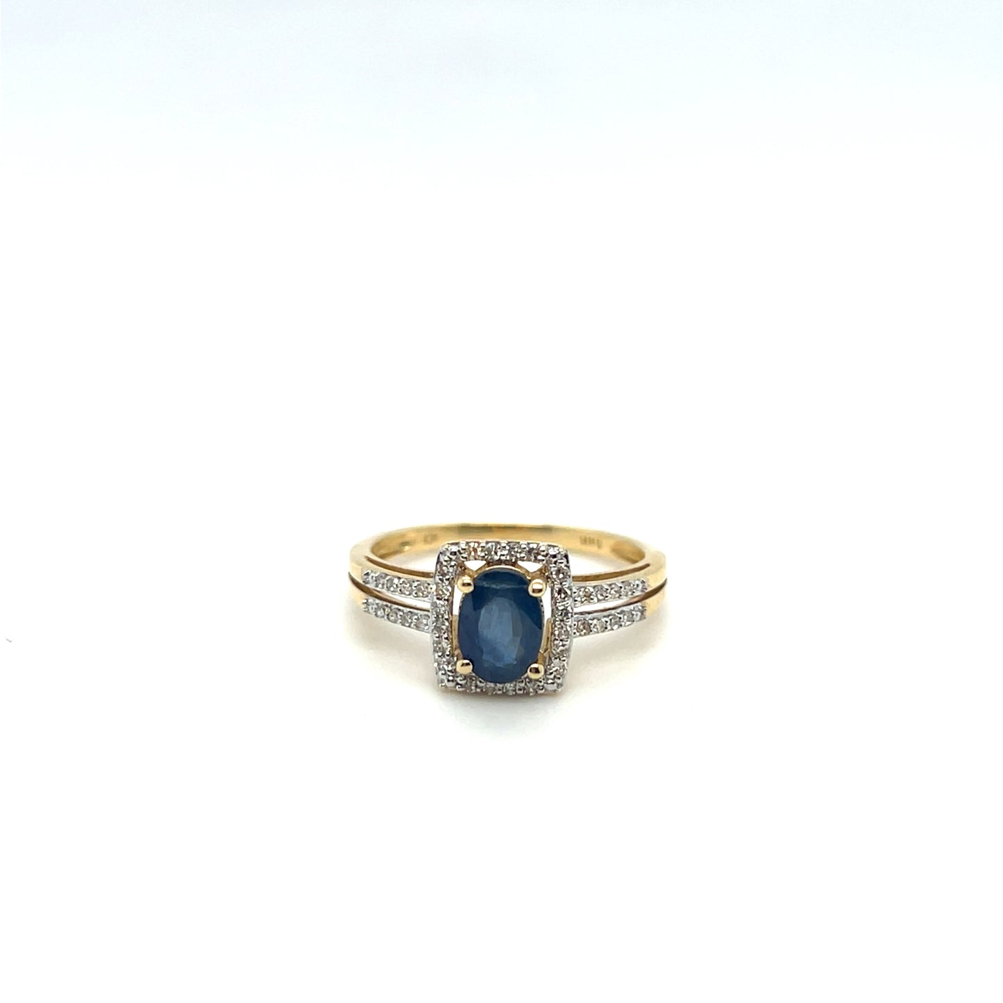 14K Yellow Gold Sapphire & Diamond Ring – 1ct Sapphire