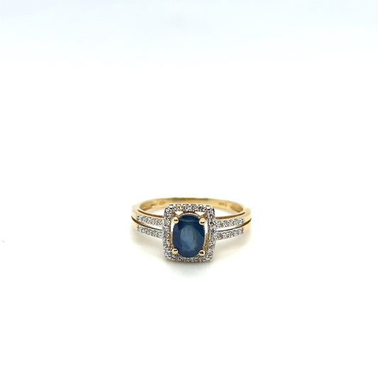 14K Yellow Gold Sapphire & Diamond Ring – 1ct Sapphire