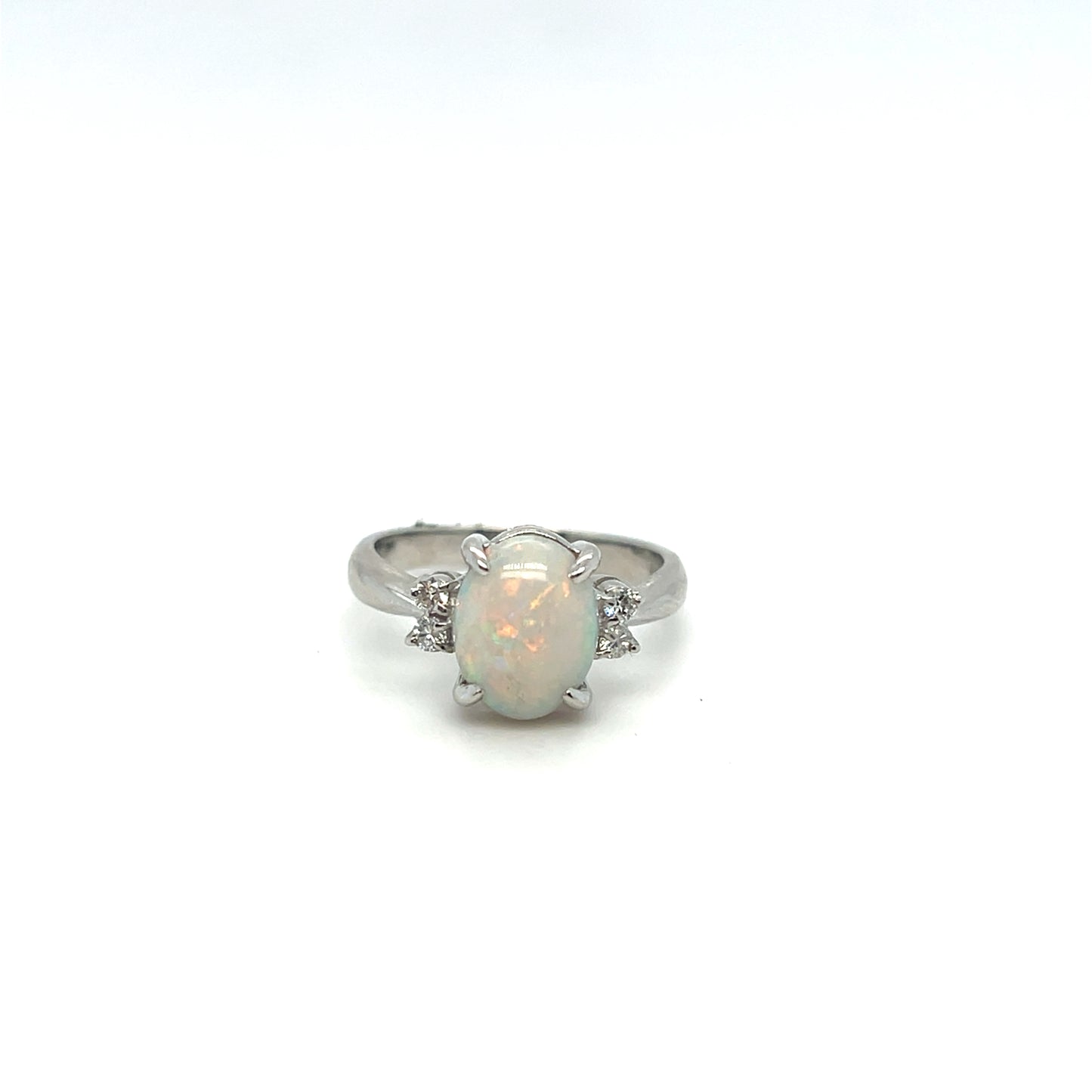 Platinum Opal & Diamond Ring – .10ctw