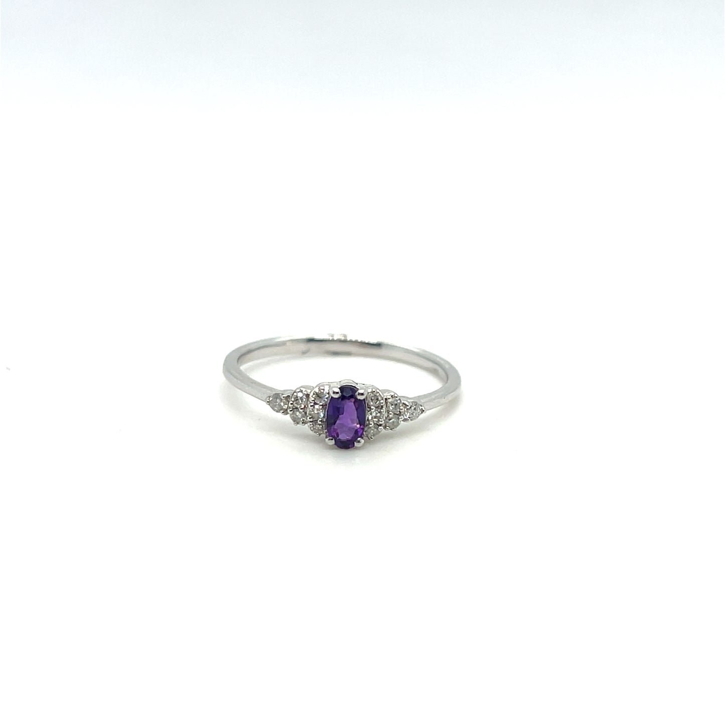 10K White Gold Amethyst & Diamond Ring – .11ctw