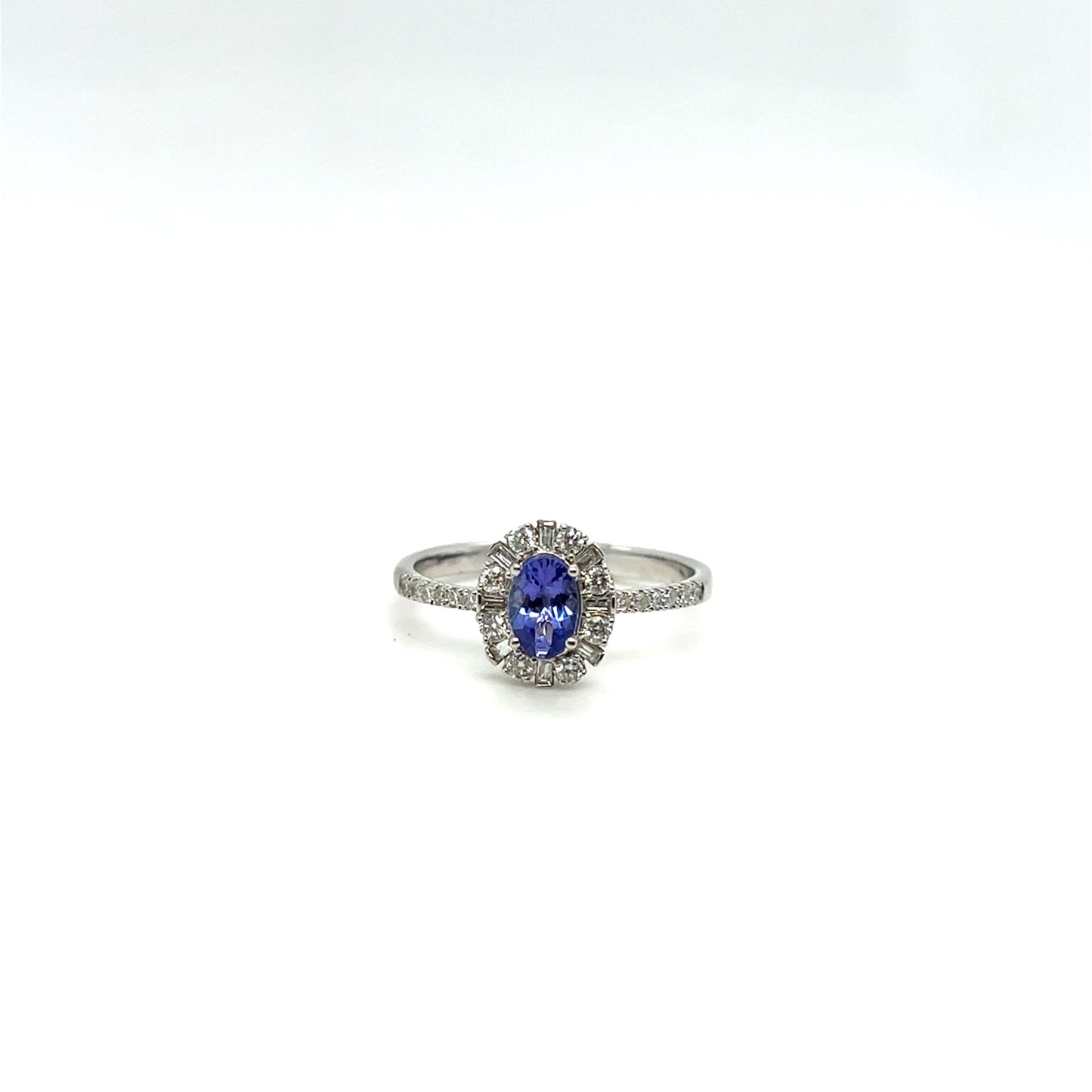 10K White Gold Tanzanite & Diamond Ring – .50ct Tanzanite