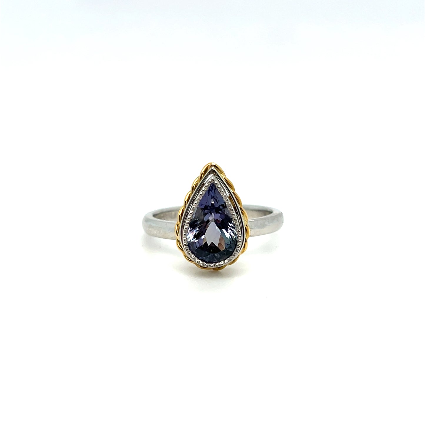 Platinum & 18K Yellow Gold Tanzanite Ring – 2ct Gemstone