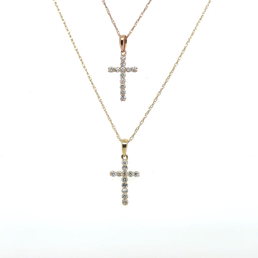 .15ctw Diamond Cross Yellow Gold Necklace
