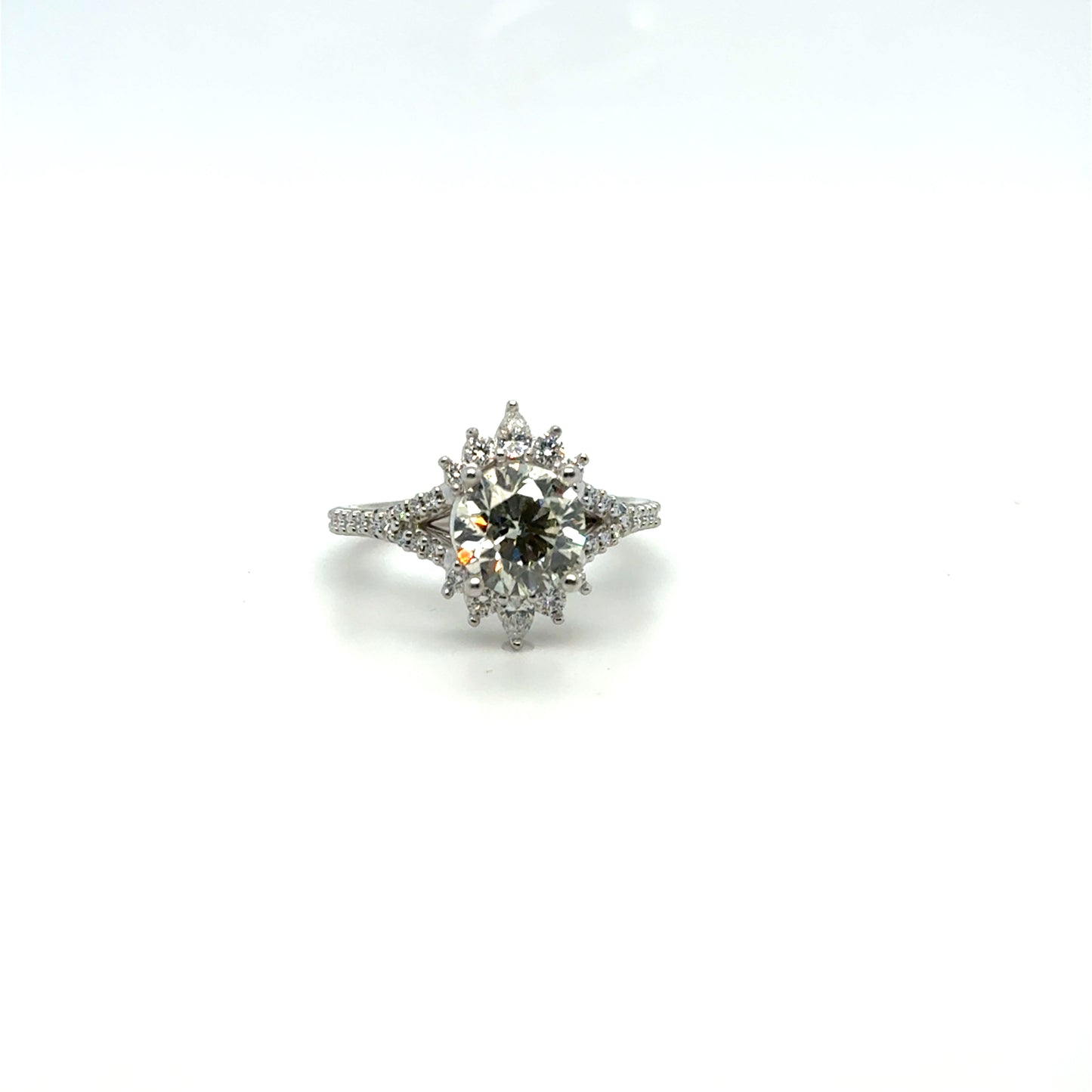 1.90ct Round Brilliant Cut Diamond Ring with 3/4ctw Accent Diamonds set in 14kt White Gold