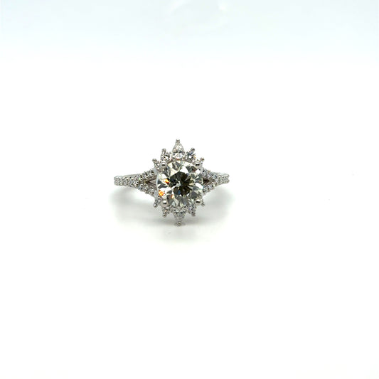 1.90ct Round Brilliant Cut Diamond Ring with 3/4ctw Accent Diamonds set in 14kt White Gold