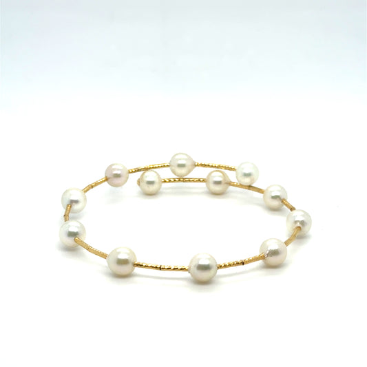 18kt Yellow Gold Flex Pearl Bangle