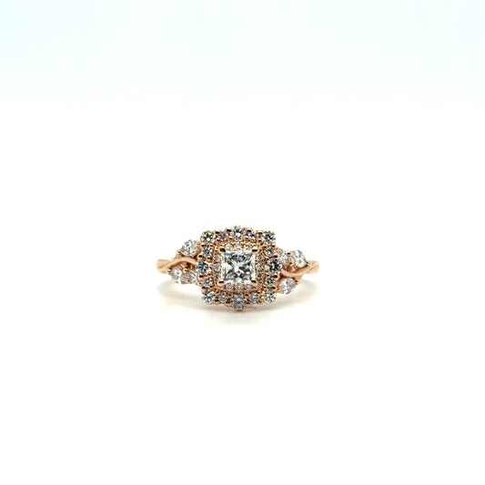 .52ct Princess Cut Diamond Ring set in 14kt Rose Gold with Diamond Accents