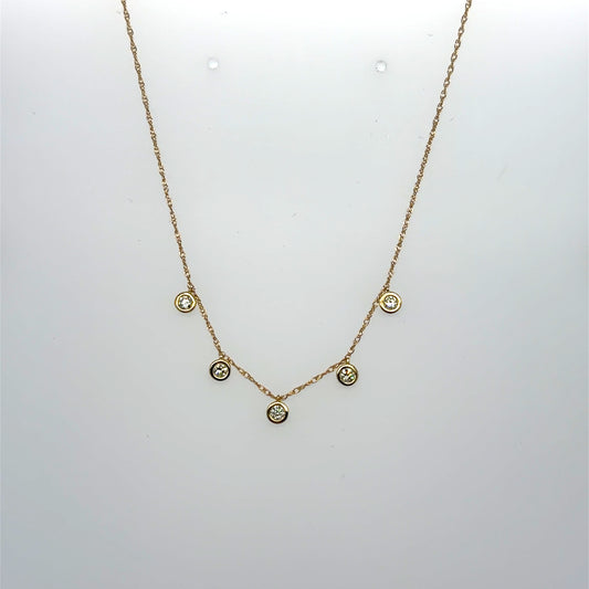 0.21 CTW Bezel-Set Diamond Necklace in 14K Yellow Gold