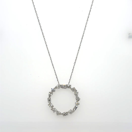 1.00 CTW Mixed-Cut Diamond Circle Pendant in 14K White Gold