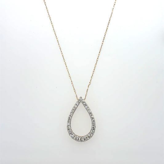 0.50 CTW Diamond Teardrop Pendant in 14K Yellow Gold