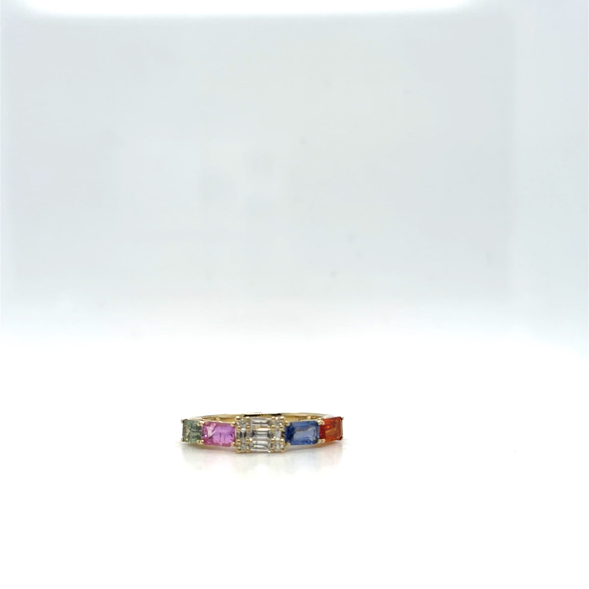 1.30ctw Multi Color Sapphire and .18ctw Diamond 14kt Yellow Gold Ring
