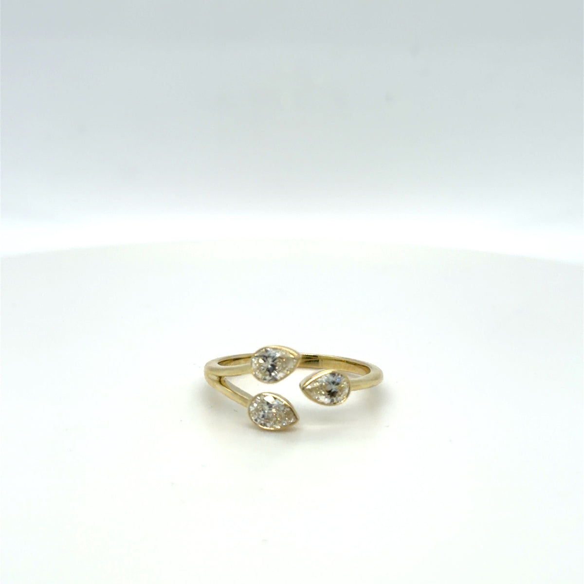 0.75 CTW Diamond Bezel Set Pear Cuts in 14kt Yellow Gold