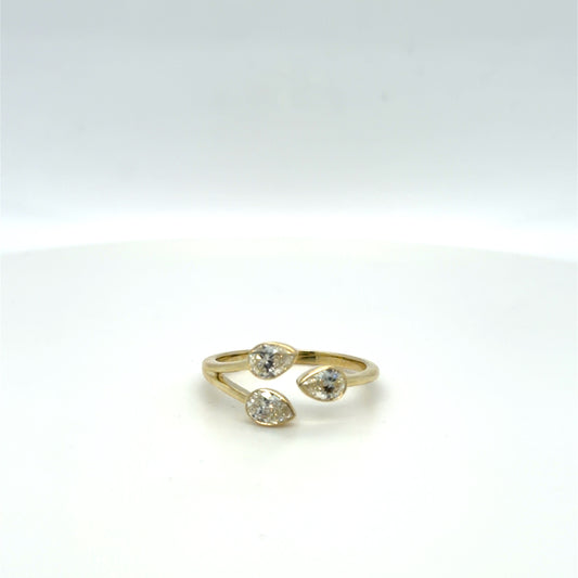 0.75 CTW Diamond Bezel Set Pear Cuts in 14kt Yellow Gold