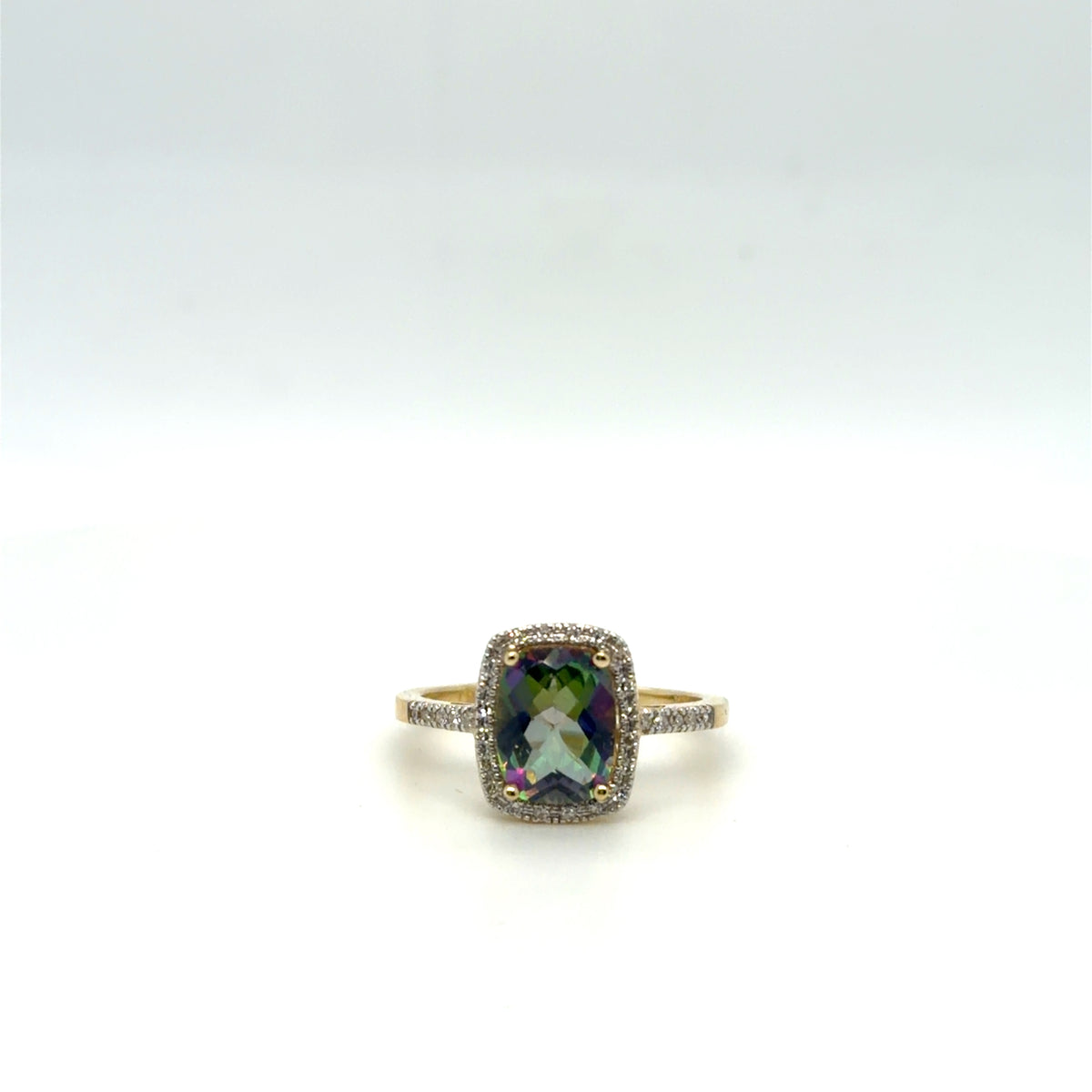 Mystic Topaz and .12ctw Diamond 14kt Yellow Gold Ring