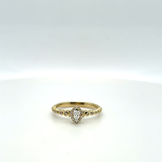 0.20 CTW Marquise Diamond Halo Ring in 10K Yellow Gold