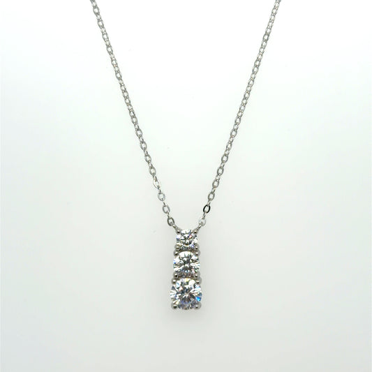 Sterling Silver Cubic Zirconia Past, Present, Future Stacked Necklace