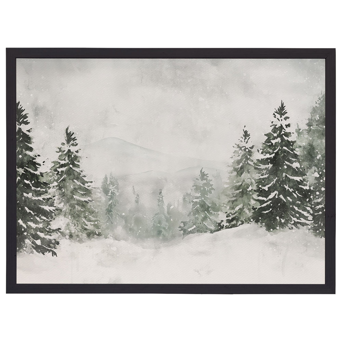 Snowy Evergreen Scene 24"x18" framed Canvas
